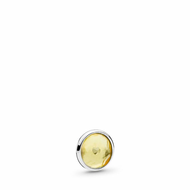 Pandora November Droplet Petite Locket Charm Ireland - Sterling Silver/Citrine - 089743IBQ